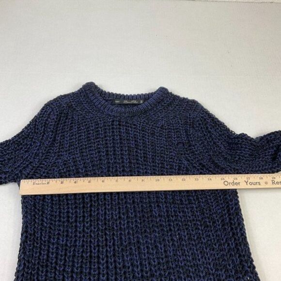Zara Womens Cable Knit Tunic Sweater Black Blue Long Sleeve Pullover S Small - Picture 7 of 11